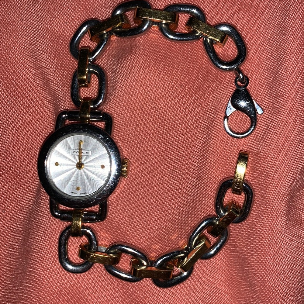 Coach two tone chain link watch